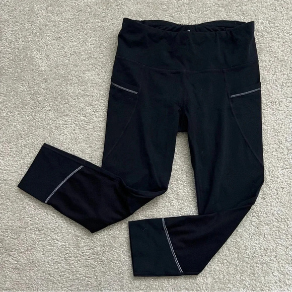 Athleta Relay Capri 2.0 Running leggings Workout Gym Black Reflective Sm 347896. - Picture 2 of 15